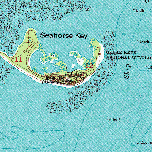 Topographic Map of Cedar Keys Wilderness, FL