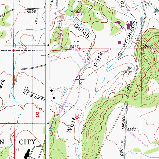 Topographic Map of Wolf Park, CO