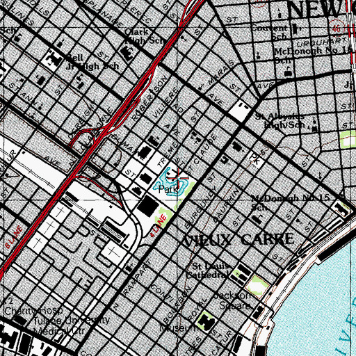 Topographic Map of New Orleans Jazz National Historical Park, LA