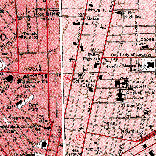 Topographic Map of Theodore Roosevelt Inaugural National Historic Site, NY
