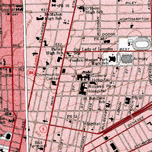 Topographic Map of Buffalo General Medical Center, NY