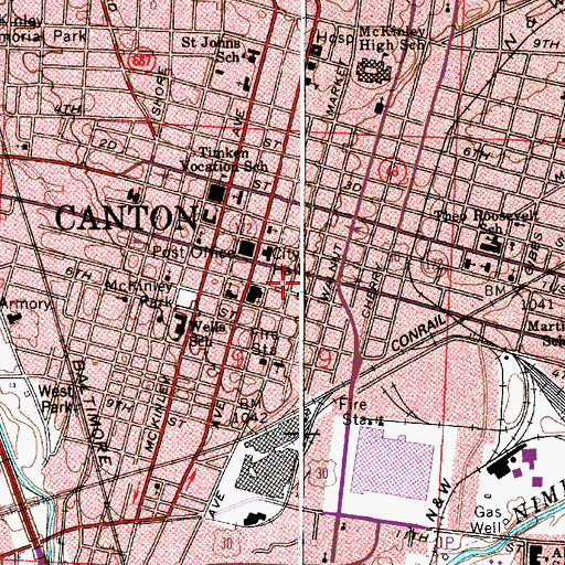 Topographic Map of First Ladies National Historic Site, OH