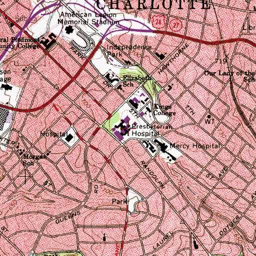 Topographic Map of Elizabeth College (historical), NC