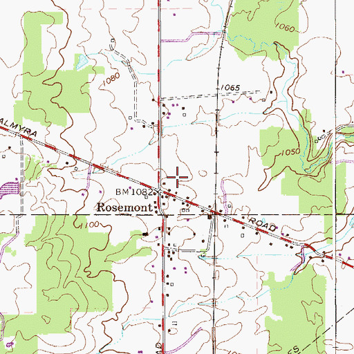 Topographic Map of Rosemont Post Office (historical), OH