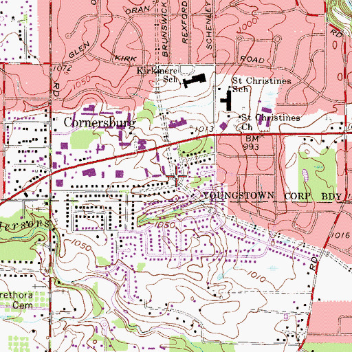 Topographic Map of Cornersburg Post Office (historical), OH
