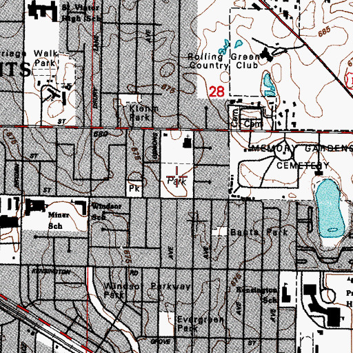Topographic Map of Methodist Park, IL