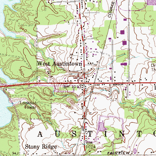 Topographic Map of West Austintown Post Office (historical), OH