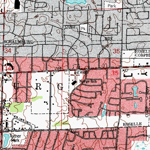 Topographic Map of Nerge Park, IL