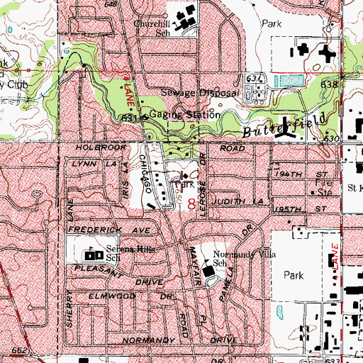Topographic Map of North End Park, IL