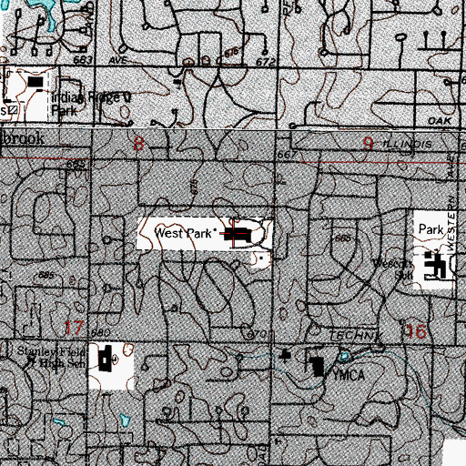 Topographic Map of Northbrook Sports Complex, IL