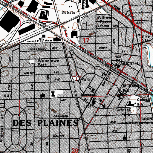 Topographic Map of Potawatomie Park, IL