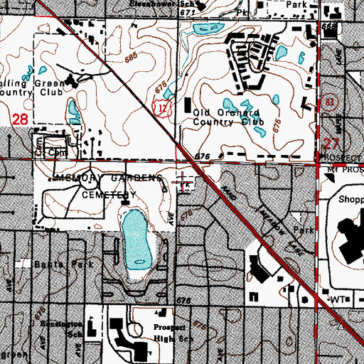 Topographic Map of Prospect Meadows Park, IL