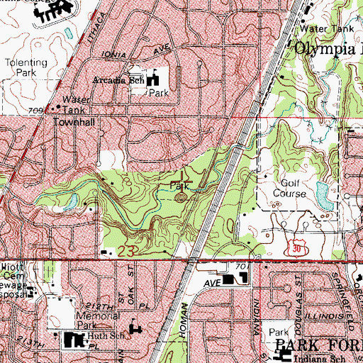 Topographic Map of Spirit Trail Park, IL