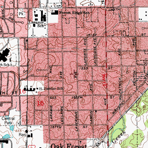 Topographic Map of Vergne Way Park, IL