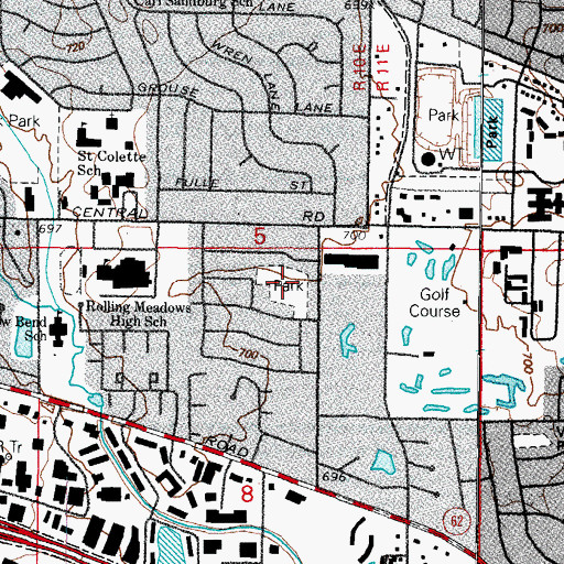 Topographic Map of Waverly Park, IL