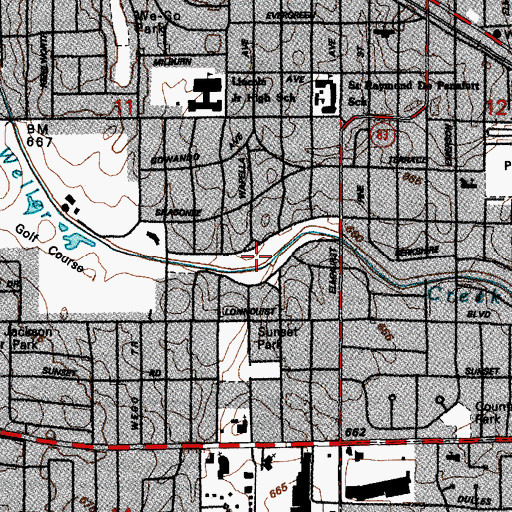 Topographic Map of Weller Creek Park, IL