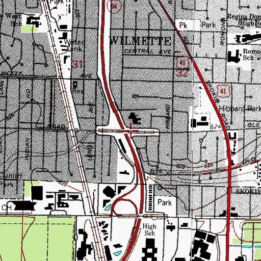 Topographic Map of Beth Hillel School, IL