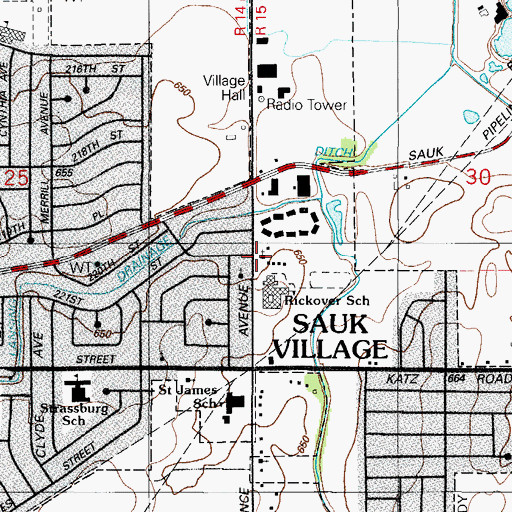 Topographic Map of Saint Marks School, IL