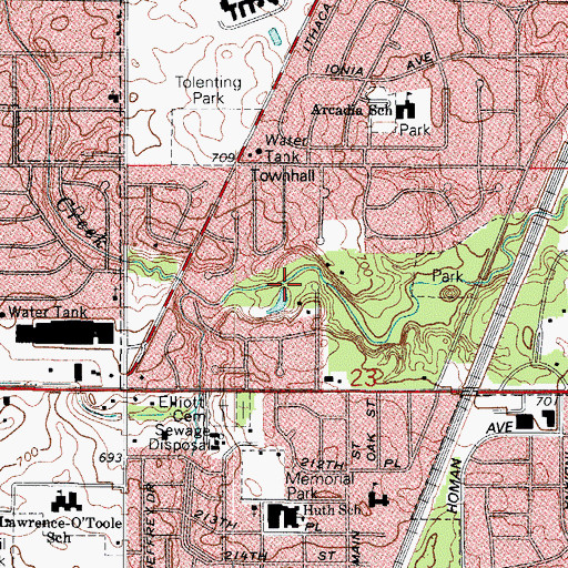 Topographic Map of Elliott Woods, IL