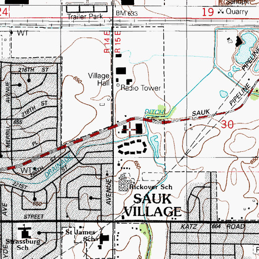 Topographic Map of Sauk Plaza Shopping Center, IL