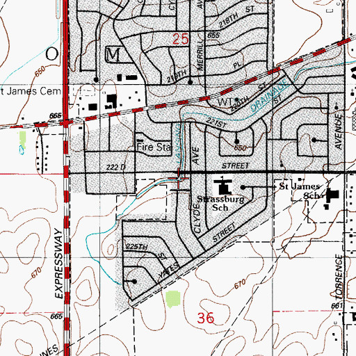 Topographic Map of Sauk Village Baptist Church, IL