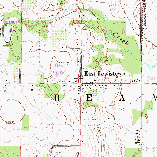 Topographic Map of East Lewistown Post Office (historical), OH