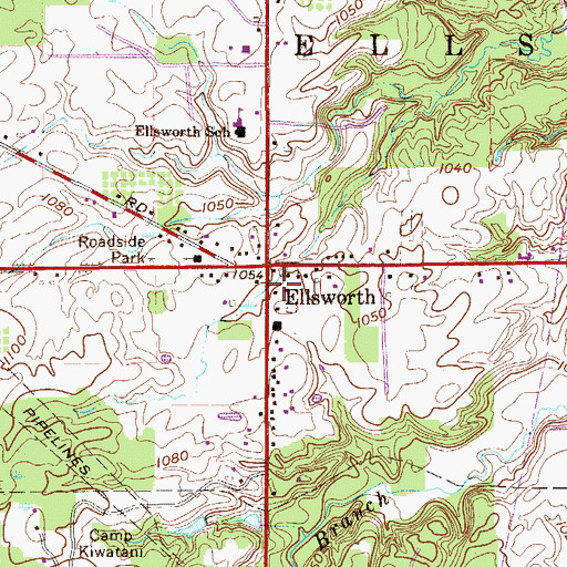Topographic Map of Ellsworth Post Office (historical), OH