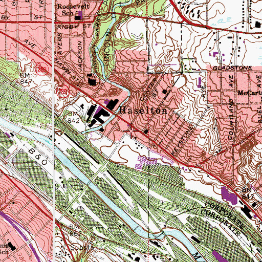 Topographic Map of Haselton Post Office (historical), OH