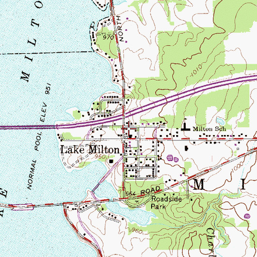 Topographic Map of Lake Milton Post Office, OH