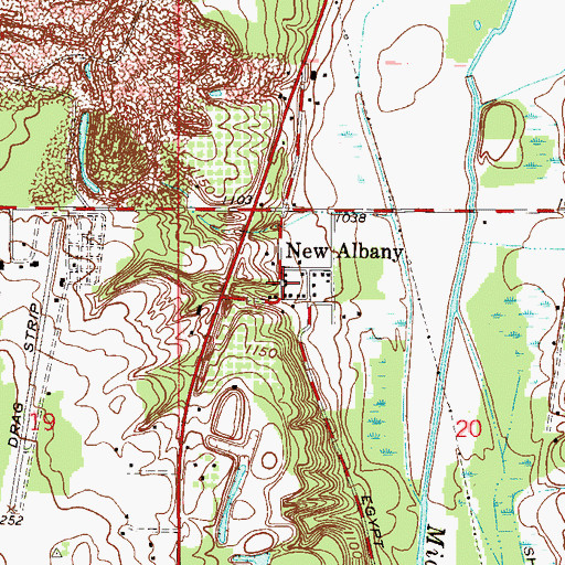 Topographic Map of New Albany Post Office (historical), OH