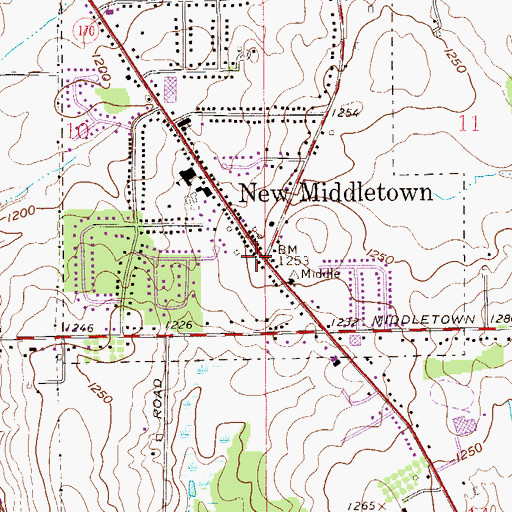Topographic Map of New Middletown Post Office, OH