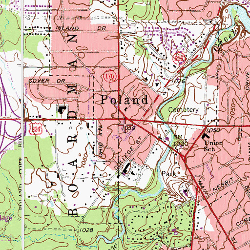 Topographic Map of Poland Post Office (historical), OH