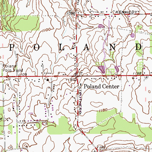Topographic Map of Poland Centre Post Office (historical), OH