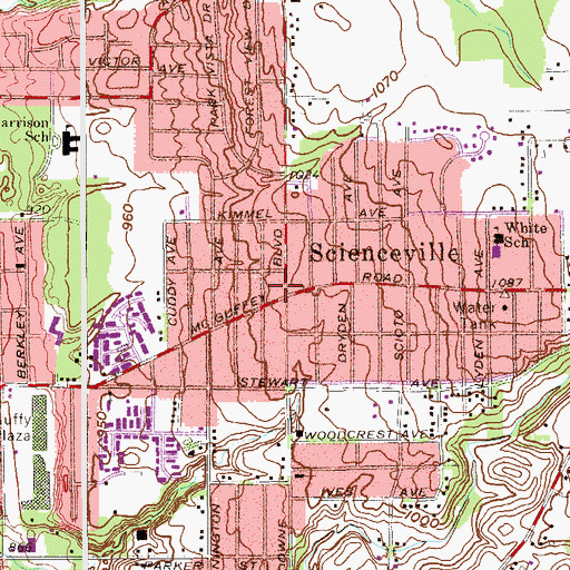 Topographic Map of Scienceville Post Office (historical), OH