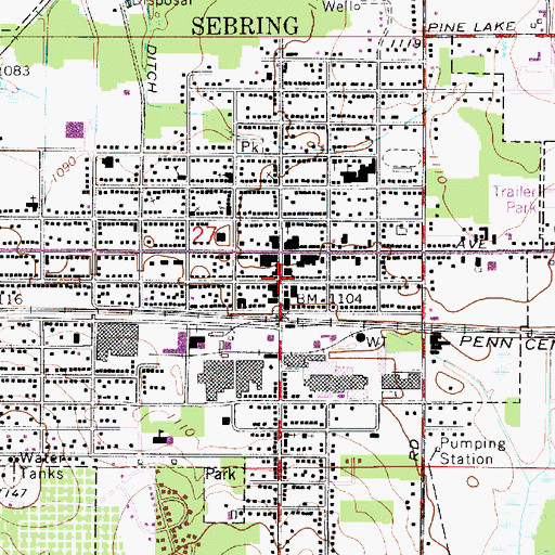 Topographic Map of Sebring Post Office, OH