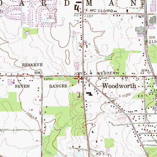 Topographic Map of Woodworth Post Office (historical), OH