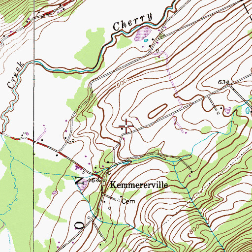 Topographic Map of Kemmererville School (historical), PA