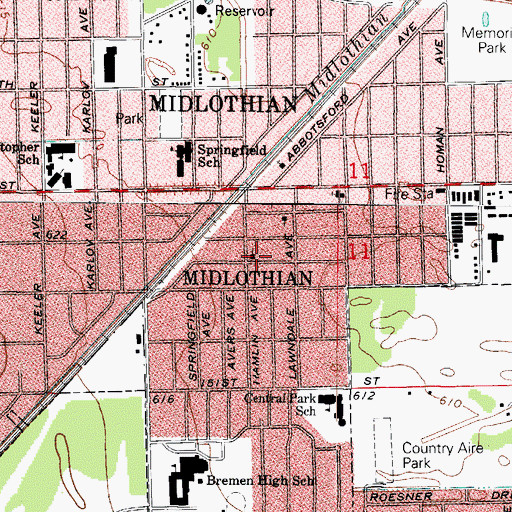 Topographic Map of Concordia Lutheran Church, IL