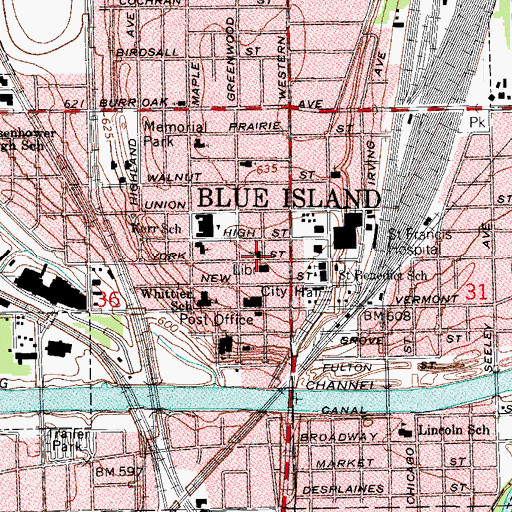 Topographic Map of First Congregational Church, IL