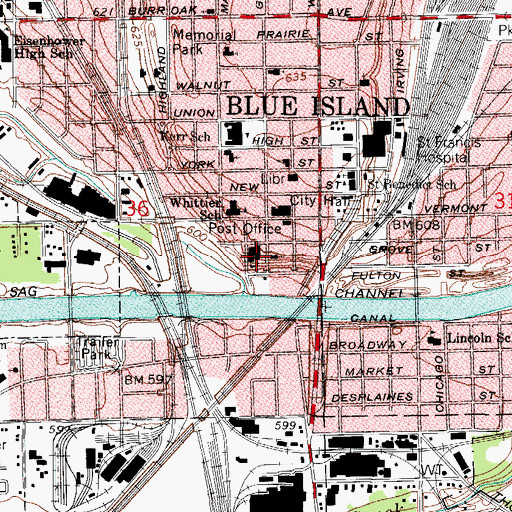 Topographic Map of First Evangelical Lutheran Church, IL