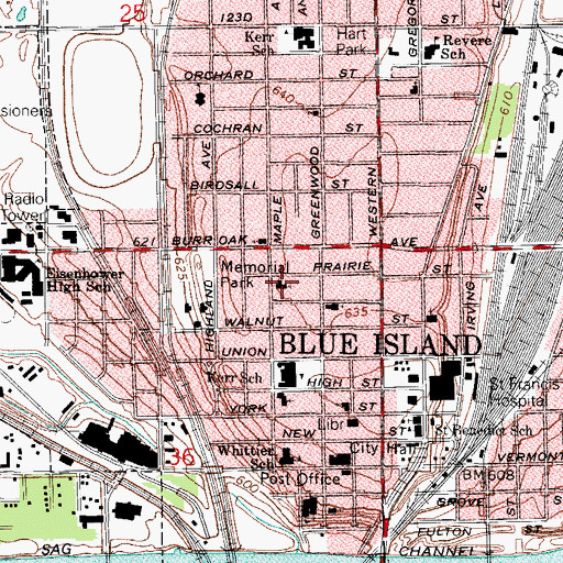 Topographic Map of Grace Methodist Church, IL