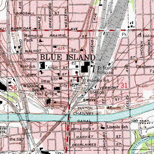 Topographic Map of Saint Benedict Roman Catholic Church, IL