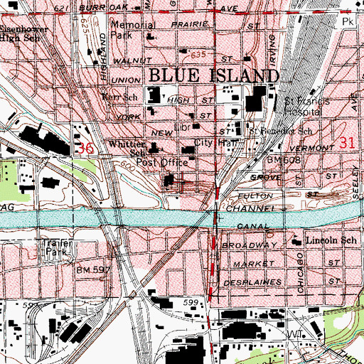 Topographic Map of Saint Peter and Saint Paul Slovak Lutheran Church, IL