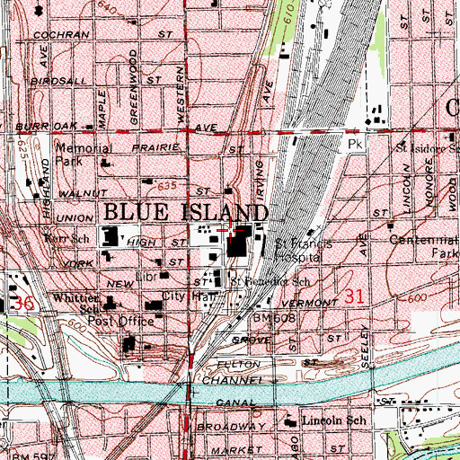 Topographic Map of Central Park, IL