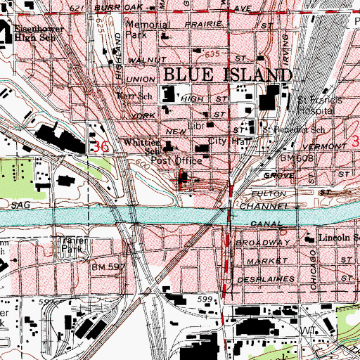 Topographic Map of First Evangelical Lutheran School, IL