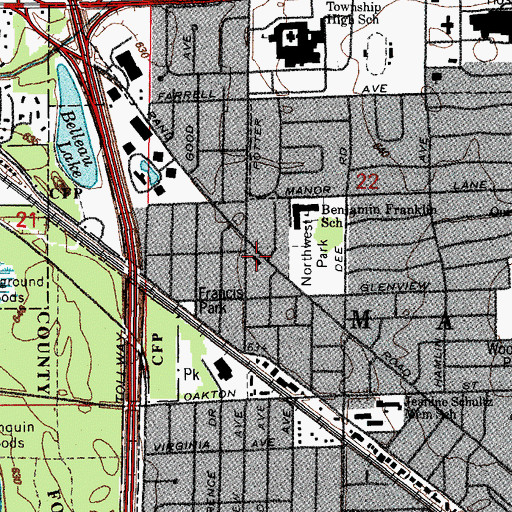 Topographic Map of First Baptist Church of Park Ridge, IL