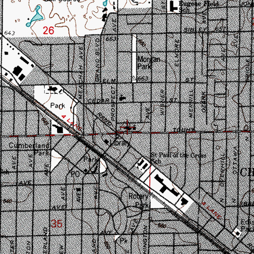 Topographic Map of First United Methodist Church of Park Ridge, IL