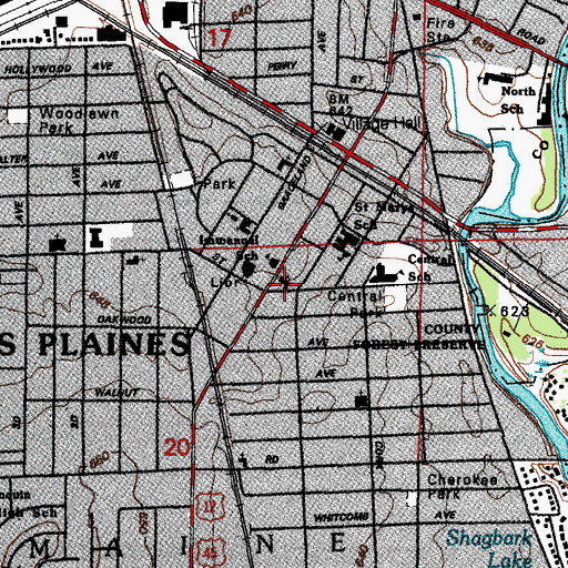 Topographic Map of Immanuel Lutheran Church, IL