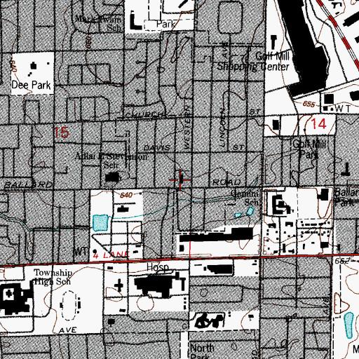 Topographic Map of Maine Township Jewish Congregation, IL