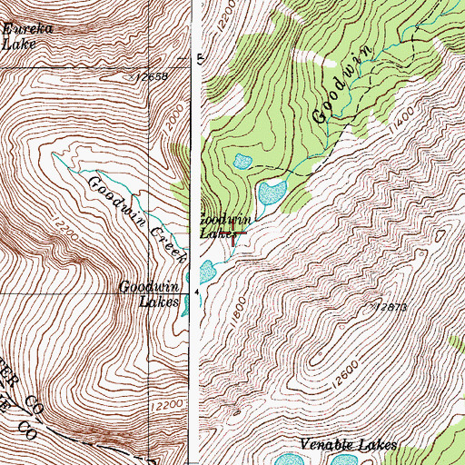 Topographic Map of Goodwin Lakes, CO